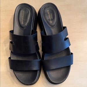 Black Leather Slide Sandals Cole Haan